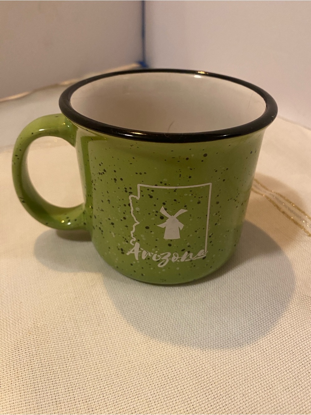 Arizona Dutch Bros Brothers Coffee Cup Mug Lime Green Speckled 16oz Windmill